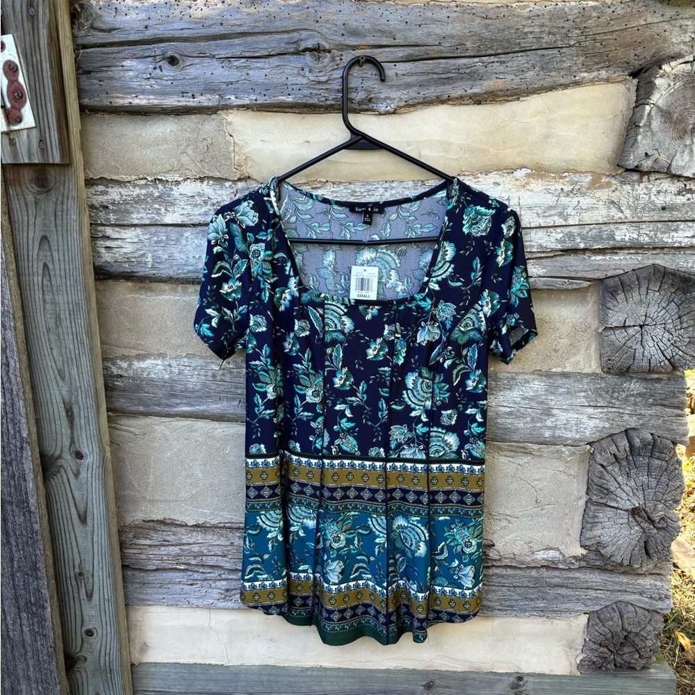 Sami & Jo Floral Print Women's Top Size S NWT